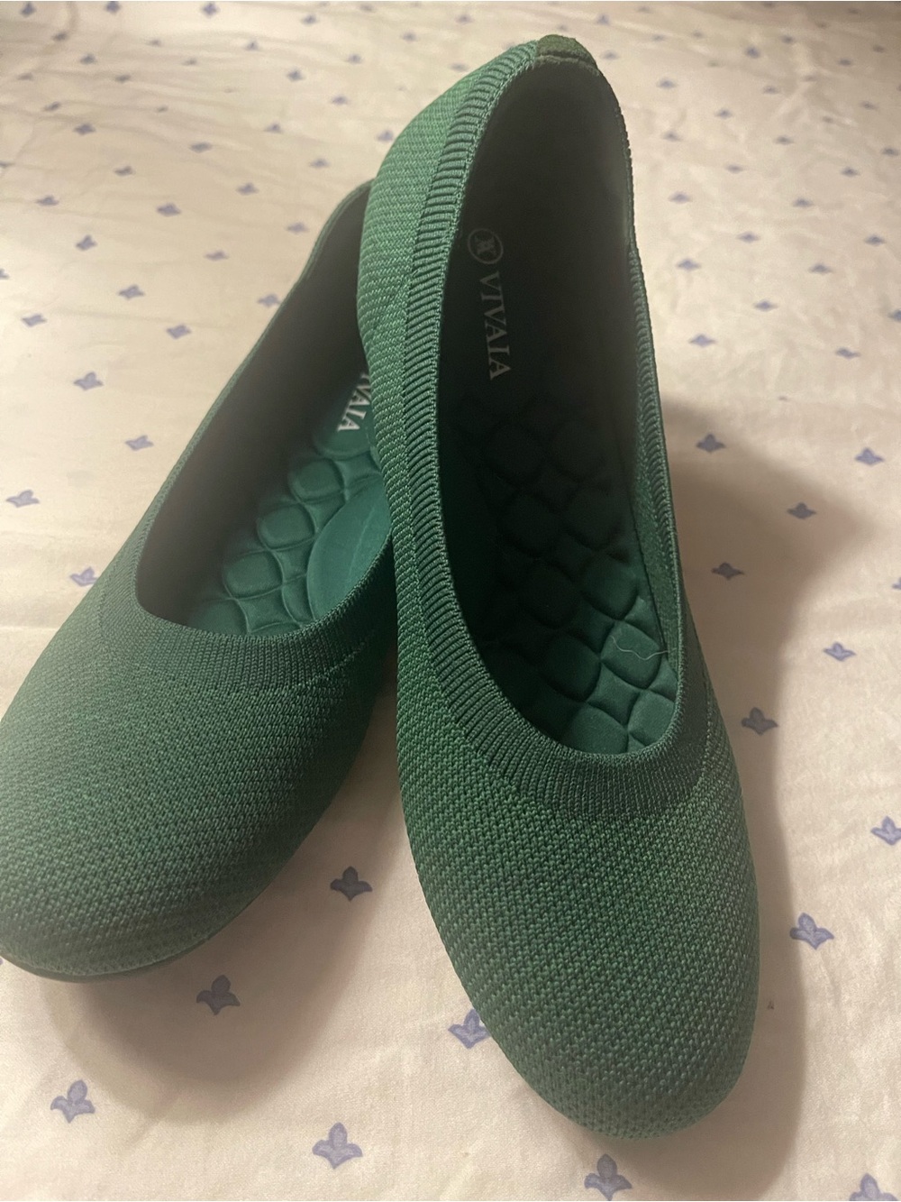VIVAIA Forest Green Knit Ballet Flats